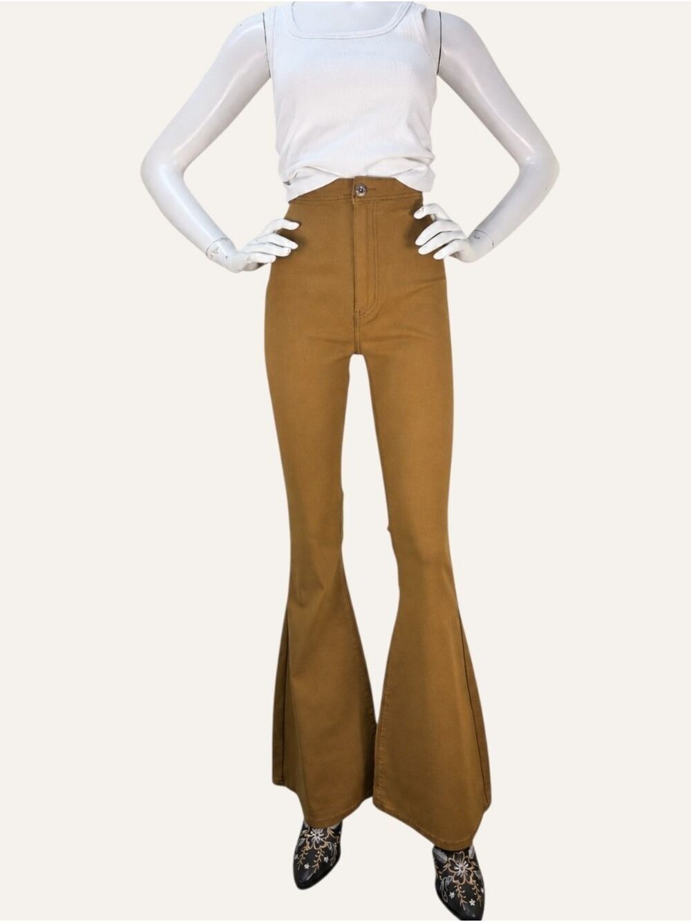 🤎 NWT JC & JQ Disco Stretch Flare Bell Bottom Pants - Camel - Size XL